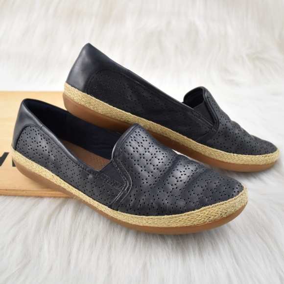 clarks perforated leather espadrilles